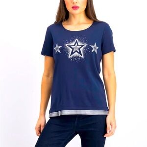 Karen Scott
Women Pullover Graphic Star Tops, Intreprid Blue Size M
